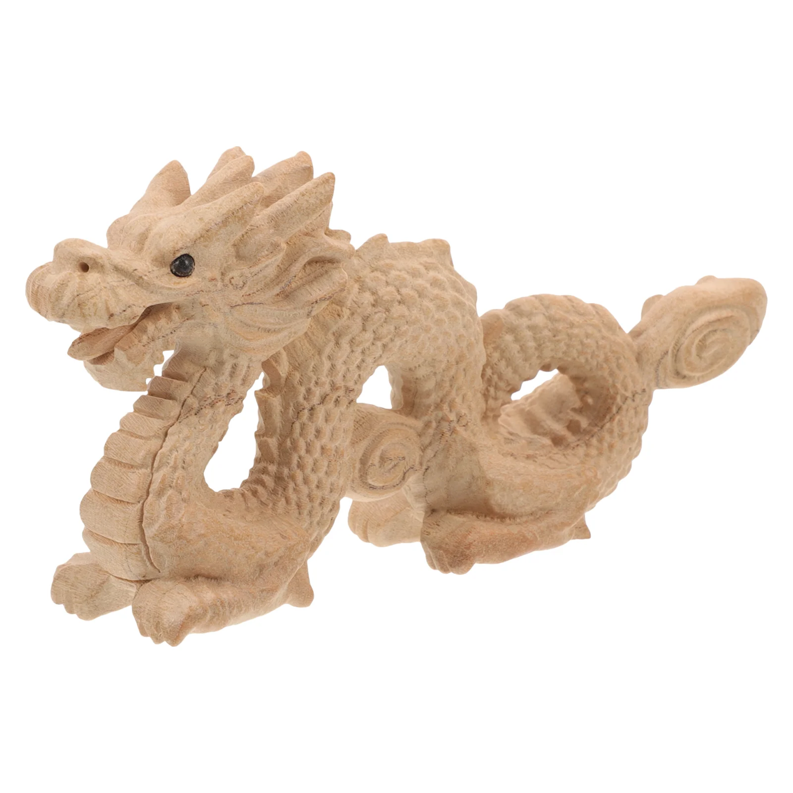 

Feng Shui Carved Natural Wood Dragon Statue Wooden Crawling Dragon Sculpture Animal Figurine