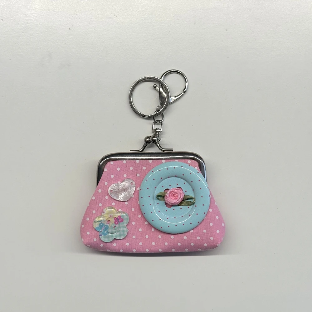 Charming Vintage-Inspired Y2K Lace Coin Purse with Rose Details and Hanging Pendant