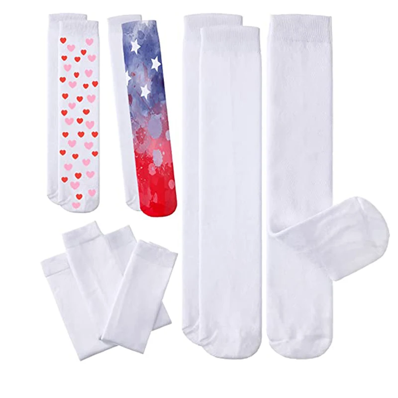 Sublimação Branco Printable Athletic Socks Personalizado Faça Você Mesmo Socks Natal e Ação de Graças Juventude Desporto 20 Pares - Imagem 3