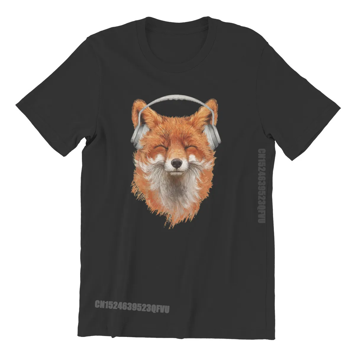 

Smiling Musical Fox Fashion TShirts Music Art Male Style Fabric Streetwear Clothing Men T Shirts Big Size