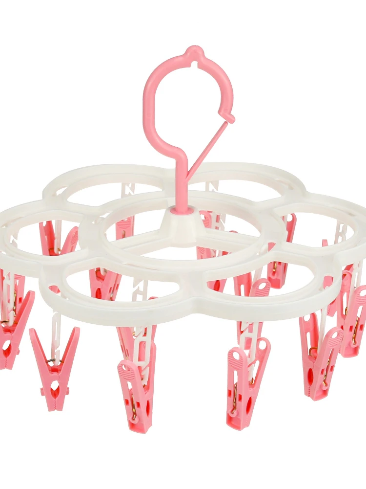 16 Clips Folding Clothes dryer Hangproof Socks Underwear Plastic Drying Rack Organizerer Children Adults  Dryer Wind 2