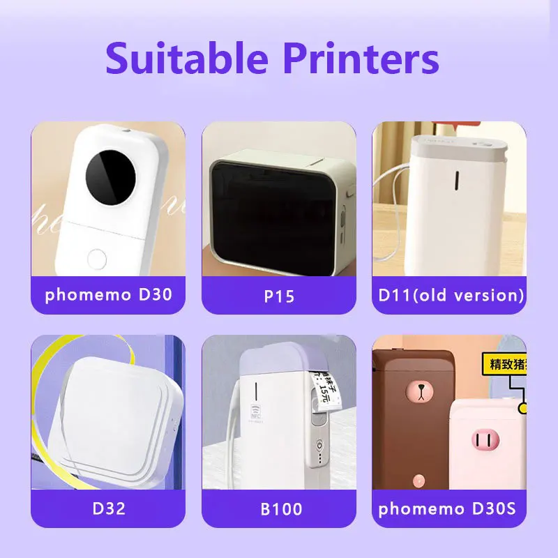 휴대용 프린터 Phomemo D30 Marklife P15 자체 접착 용지 용 2 롤 스크래치 방지 케이블 열 라벨 스티커