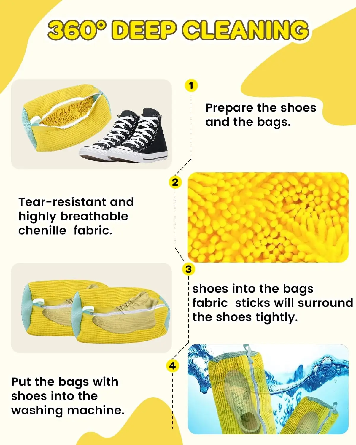 1/2PCS Washing Shoes Bag Cotton Laundry Fluffy Fibers Easily Remove Dirt Washing Bags Anti-Deformation Shoes Clothes Organizer 5