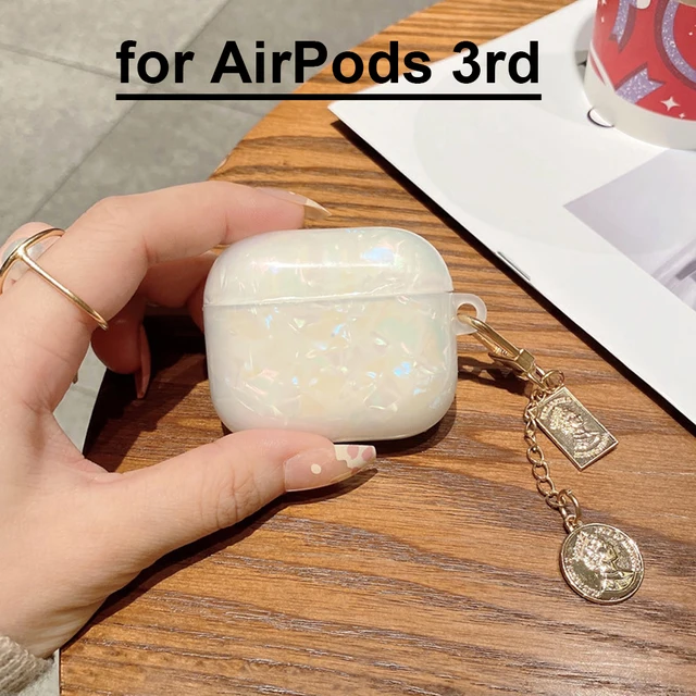 Luxury Girls Pearl Shell Case for Apple Airpods 1 2 3 Case for AirPods Pro Case with Keychain Earphone Accessories Headphone Box color for AirPods 3