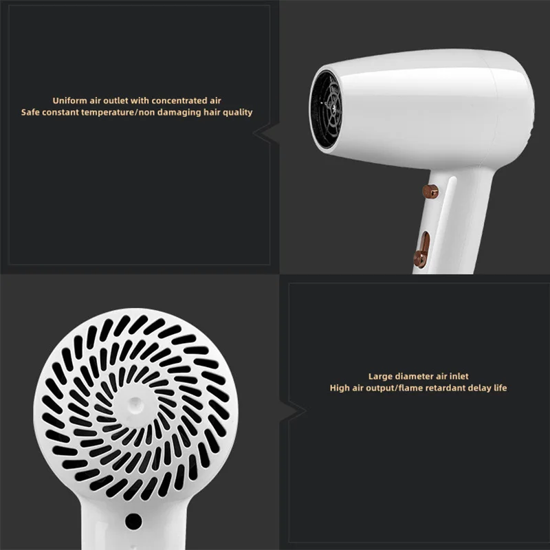 High Power Wall Mounted Hotel Hair Dryer No Punch Negative Ion Fast Drying Home Bathroom Hot Cool Air Lightweight Hair Blower 3