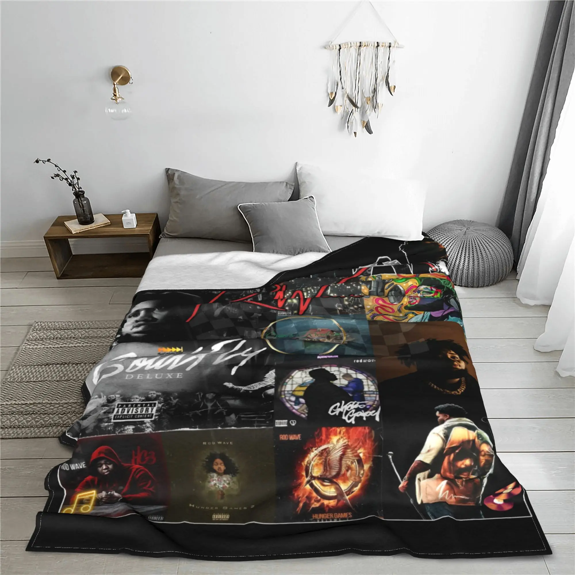 Rod Wave Hip Hop Rapper Blanket Cover Singer Last Lap Album Flannel Throw Blanket Portable Lightweight Multi-function Thin Quilt 2