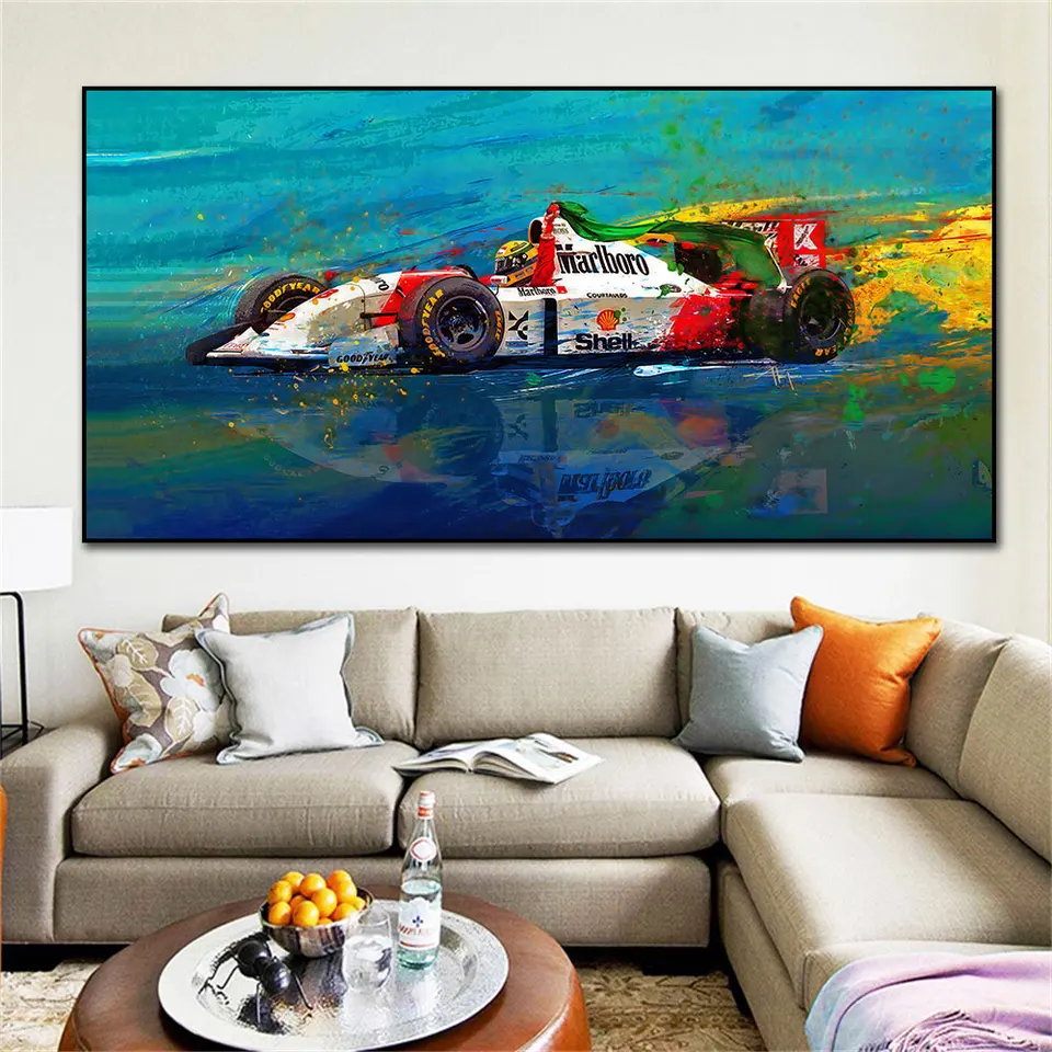 Poster Sur Toile Ayrton Senna – Format 30 X 45 Cm – Style Vintage Sans Cadre – Décoration Murale Pour Salon Ou Chambre