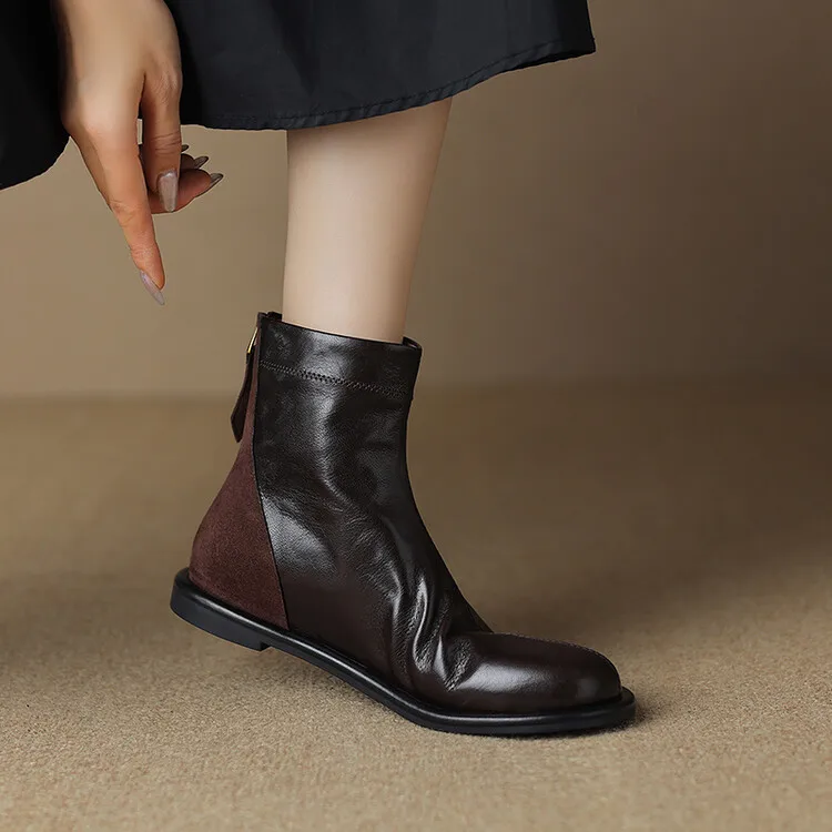 Stivali Skinny Retrò A Testa Tonda Nuovi Stivaletti Da Pendolare Piatti Doc Martens Morbidi Da Donna Per L'Autunno/Inverno 2024