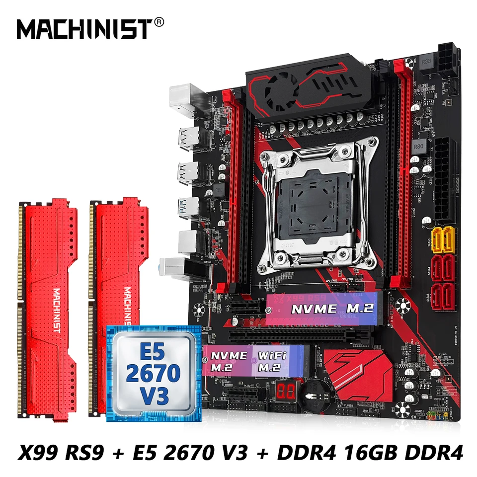MACHINIST X99 RS9 Motherboard combo Optional Xeon E5 2670 V3 CPU