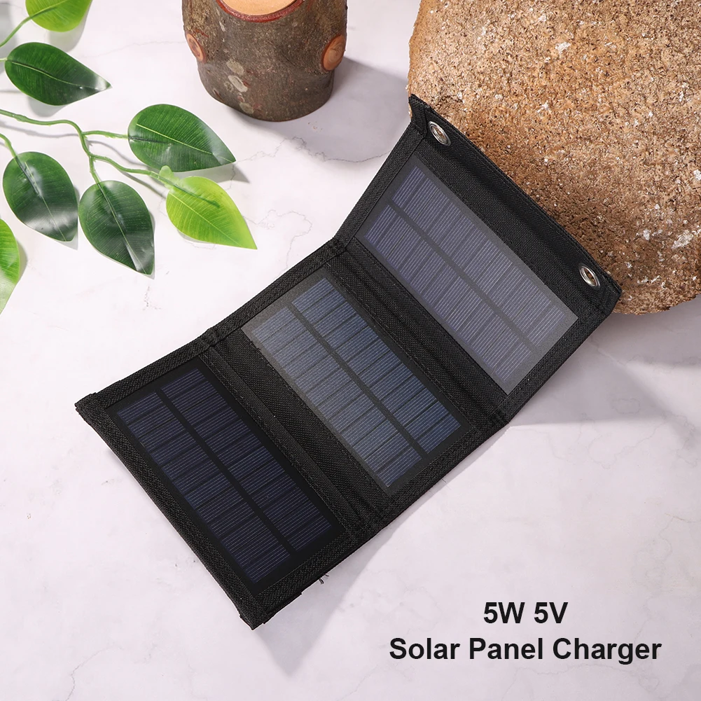 Solar Panel 5W 5V Folding USB Battery Portable Solar Charger Waterproof Solar Battery for Mobile Phone Outdoor