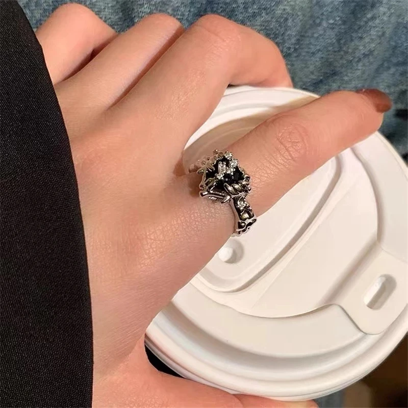 Open Ring For Women Men Lover Vintage 90s Y2K Grunge Jewely Punk Harajuku Goth Thorns Heart Cross