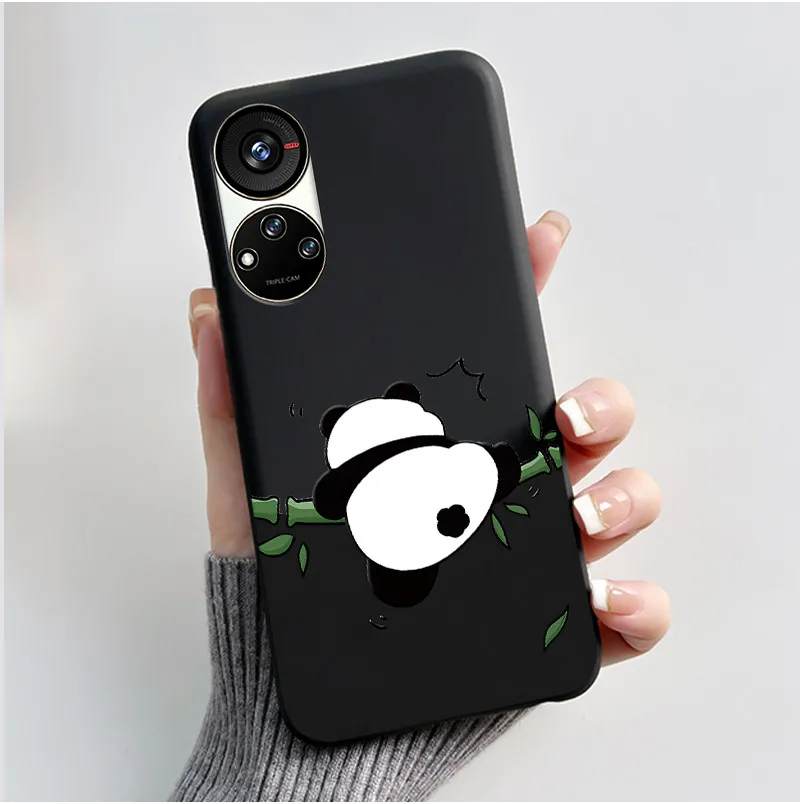 Cute Cartoon Soft Silicone Protective Phone Case - Black