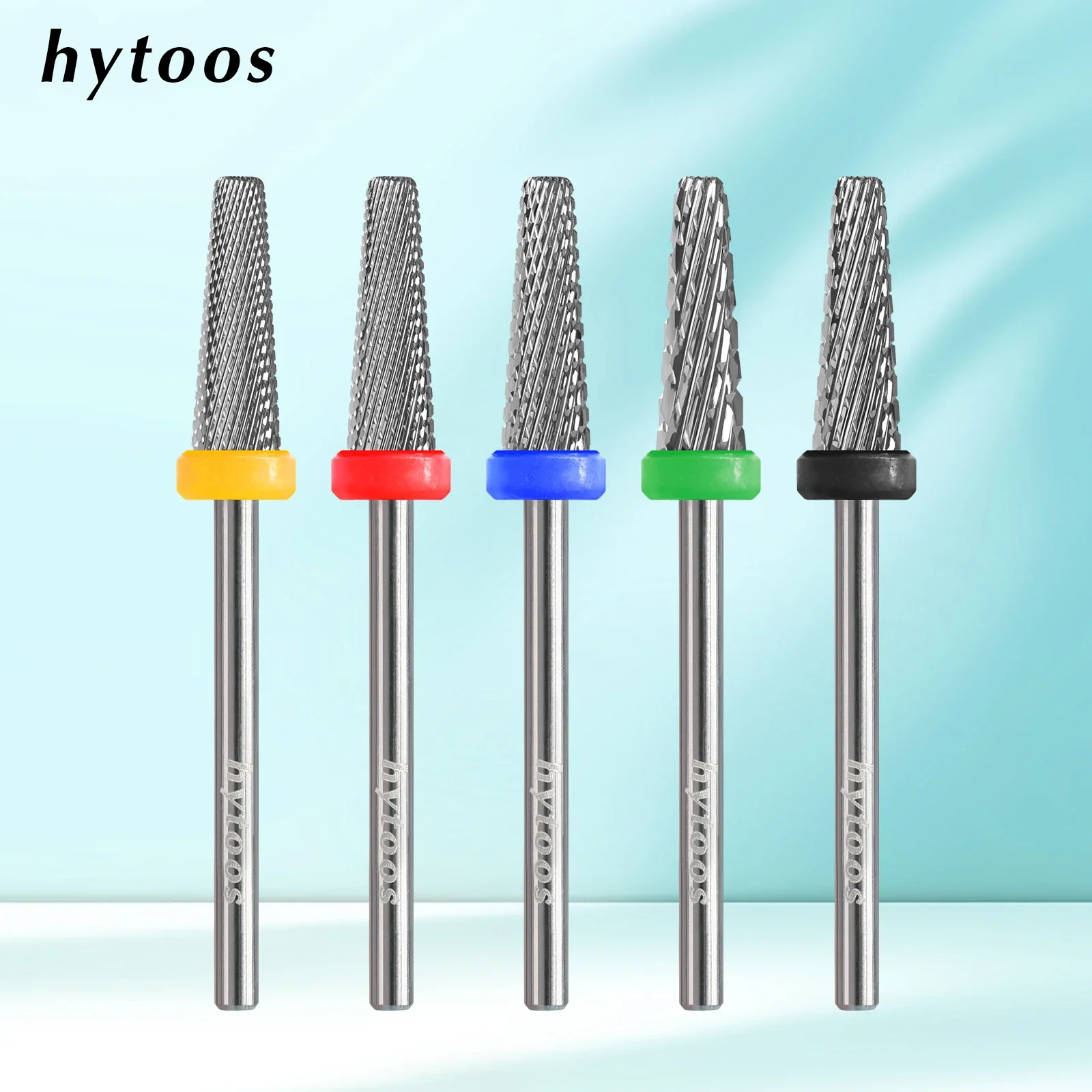HYTOOS 4mm 5 in 1 네일 드릴 비트 전문 아크릴 카바이드 비트 매니큐어 젤 폴리쉬 리무버 도구 전동 드릴 액세서리