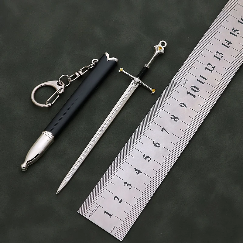 12cm Aragorn Narthil Sword Keychains Medieval Weapon Metal Katana Samurai Sword Keychain Ornaments Gifts Toys for Boys Collects 6