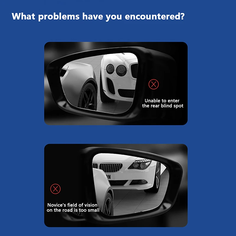 3 in 1 360 Degree Rotatable Three Sided Car Blind Spot Mirror Reversing Blind Spot Convex Parking Mirror Safety Accessories blind spot mirror,wide angle mirror
