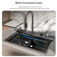 MultiFunction Waterfall Wash Vegetables Basin Stainless Steel Large Single Slot With Smart Digital Display Faucet Kitchen Sink 2