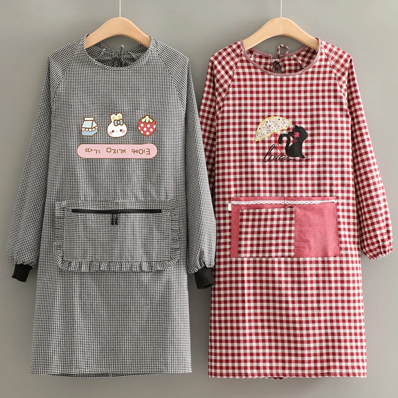 

Фартук хлопковый для домашней кухни, женский, с длинным рукавом, для взрослых