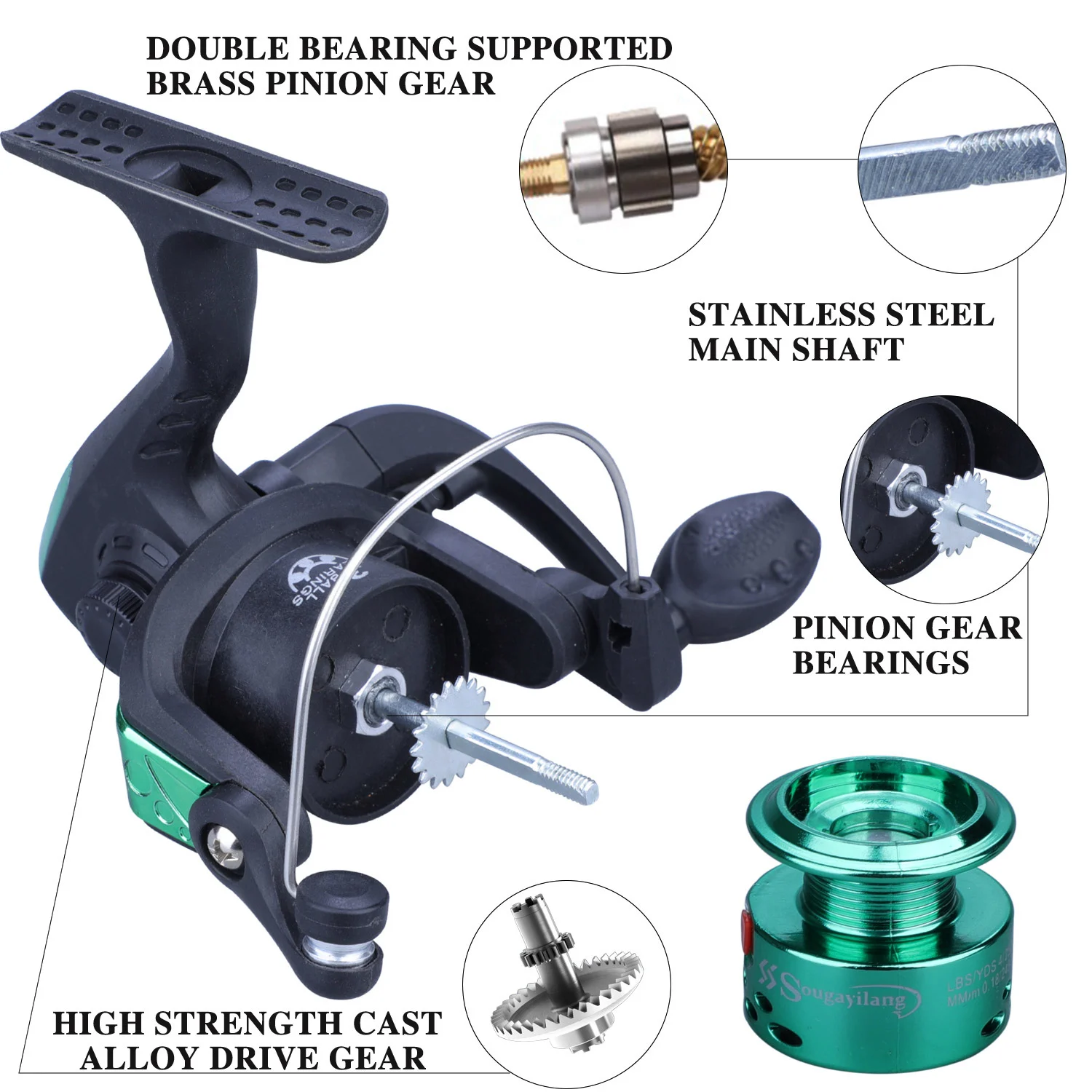 Sougayilang Mini Spinning Reel High Speed 5.2:1 Strong Gear Ratio Left Right Interchangeable Lure Ice Fish Reel Novice Scroll spinning fishing reels fishing reels
