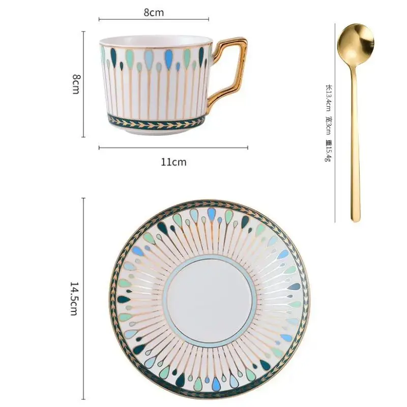 الذهب شرابة القهوة الفناجين وأطباقها مجموعة النمط...