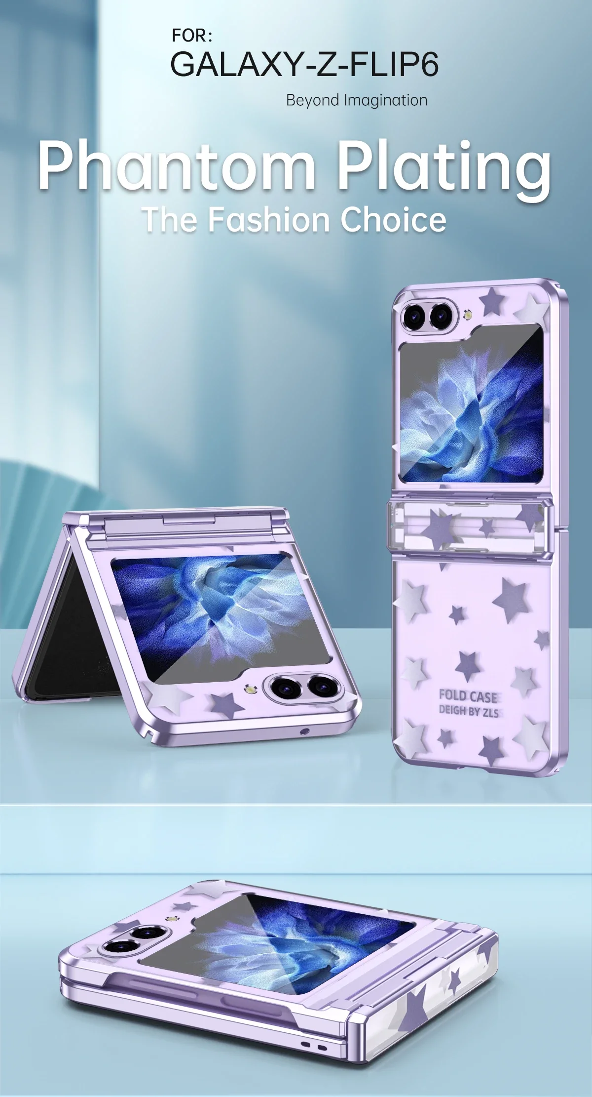 Coque de téléphone de luxe à motif d'étoiles électrolytiques pour Samsung Galaxy Z Flip 6 5 4 3 5G PC antichoc à charnière housse de protection_voghion.com