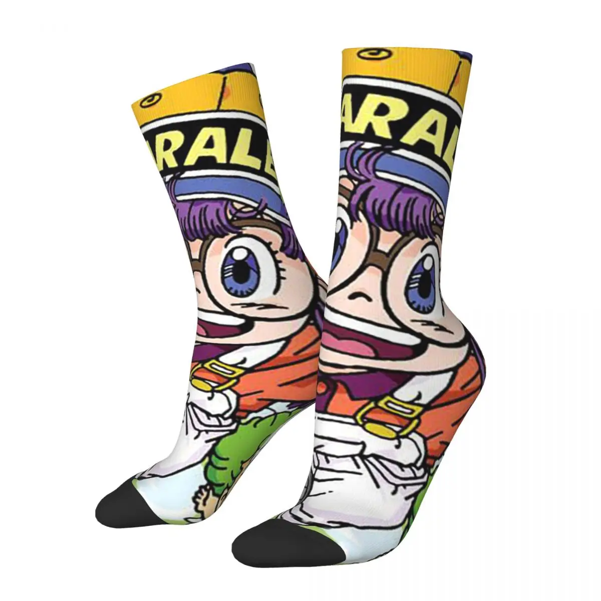 

Funny Happy Sock for Men ARALE Vintage Dr Slump Robot Girl Anime Breathable Pattern Printed Crew Sock Seamless Gift