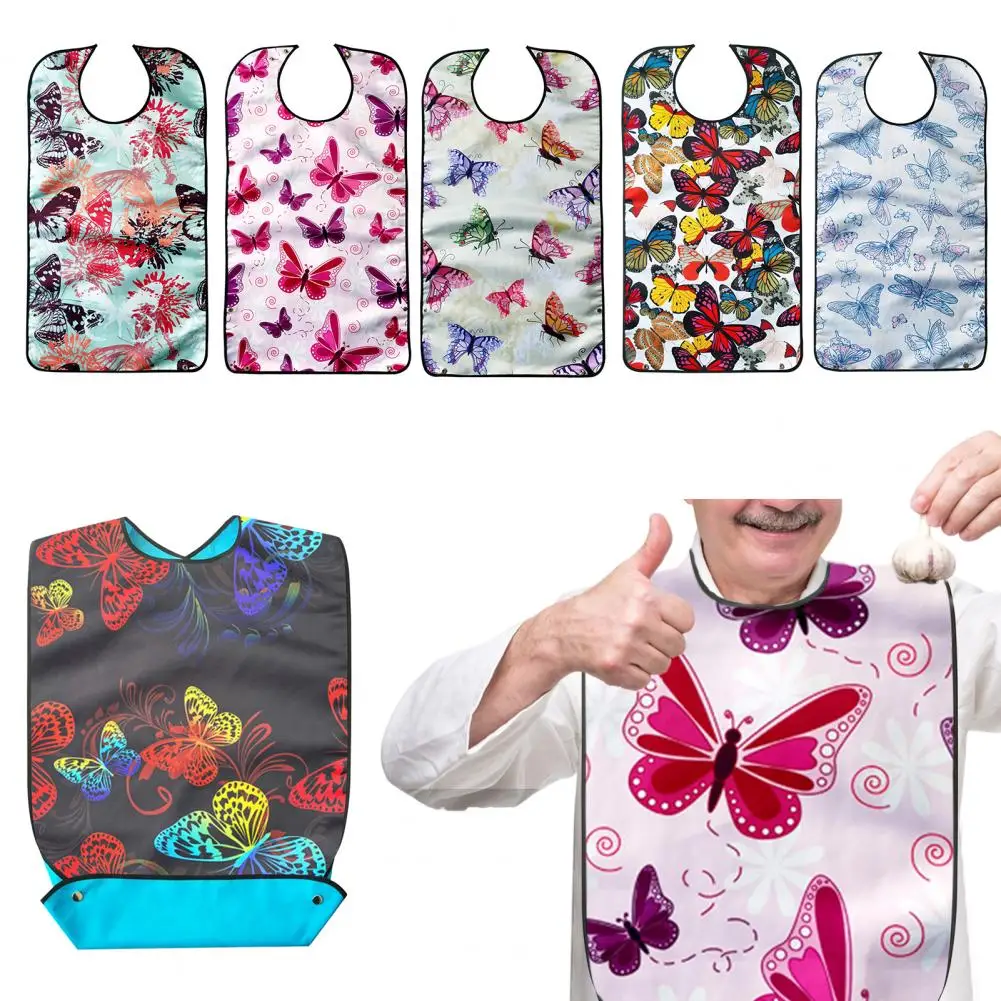 

Easy-to-clean Adult Bib Adult Bib with Buttons Waterproof Adult Bibs with Crumb Catcher Elegant Washable for Eating for Women