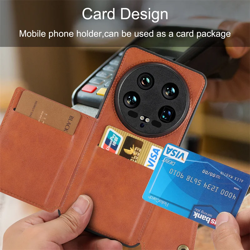 Luxury PU Leather Wallet Case with Magnetic Card Holder for Smartphone - Back Cover