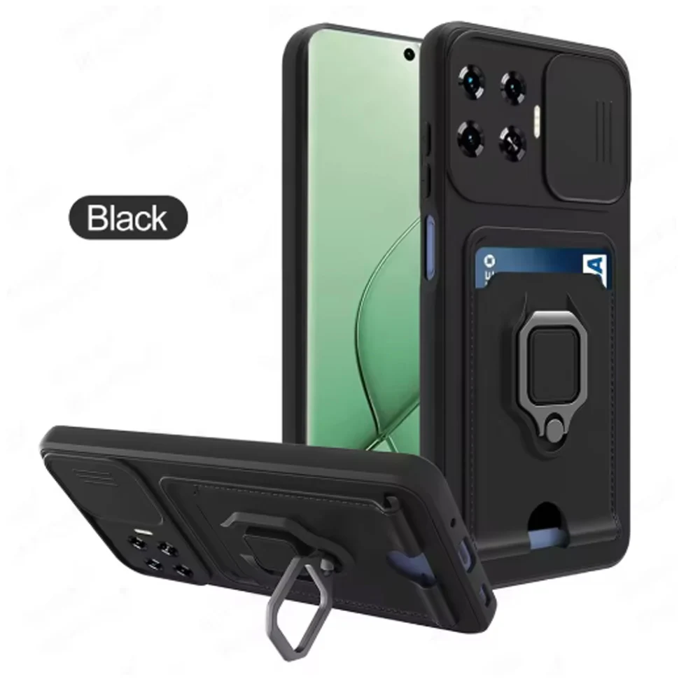 Enhanced TPU Soft Wallet Phone Case with Magnet Holder and 360° Ring