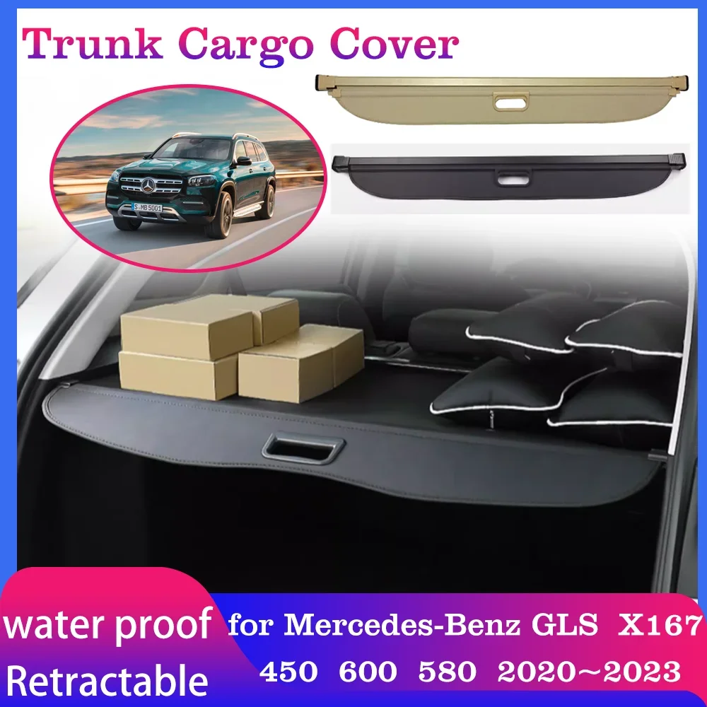 

Trunk Cargo Cover for Mercedes-Benz GLS X167 450 600 580 2020~2023 2021 Luggage Boot Tray Security Shielding Shade Accessories