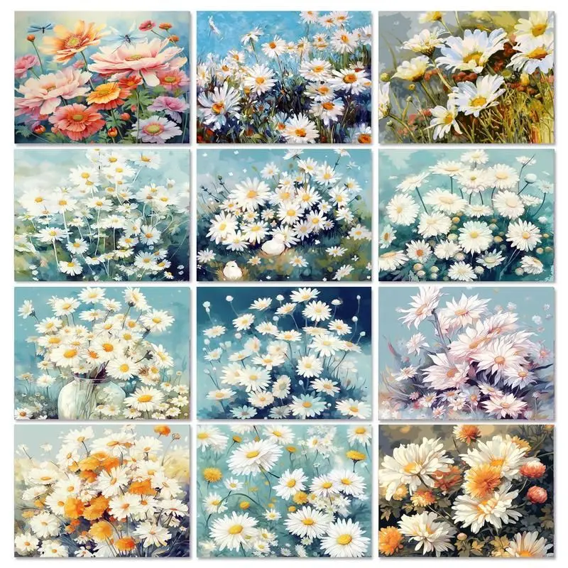 

GATYZTORY Рисование по номерам маргаритки цветы DIY картины по номерам наборы рисование на холсте Ручная роспись искусство подарок домашний декор