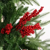 50/1branch Christmas Artificial Berries Stem Red Holly Berry Fake Flowers Plant for Xmas Tree New Year Party Home Decor Ornament 3