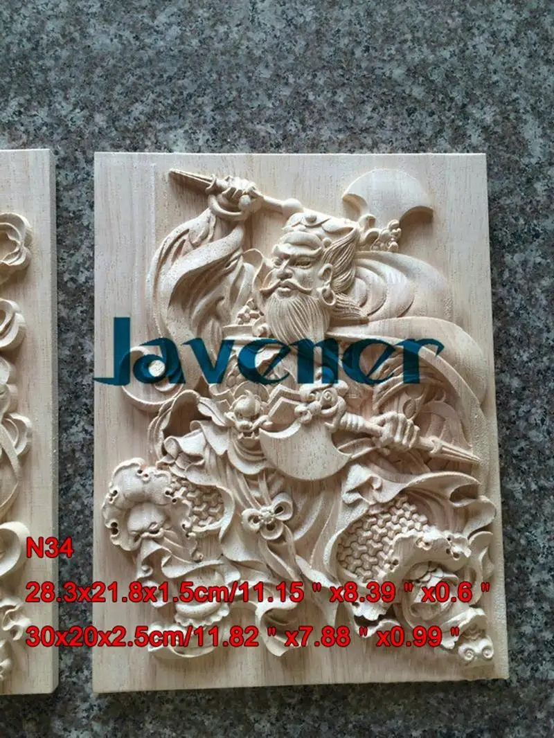 2pcs A Pair 28.3x21.8cm Wood Carved Long Square Applique Door-god Decal Working carpenter