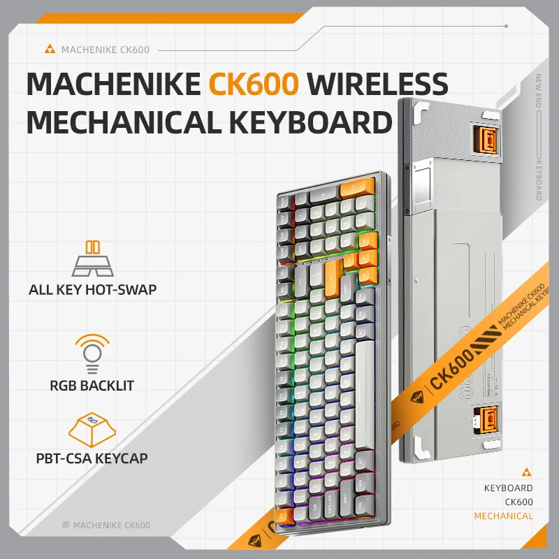  Mechanical Keyboard Machenike CK600 100 Keys Hot-Swap RGB Tri-Mode CSA Profile PBT Keycaps Wireless Keyboard For Mac/Windows 