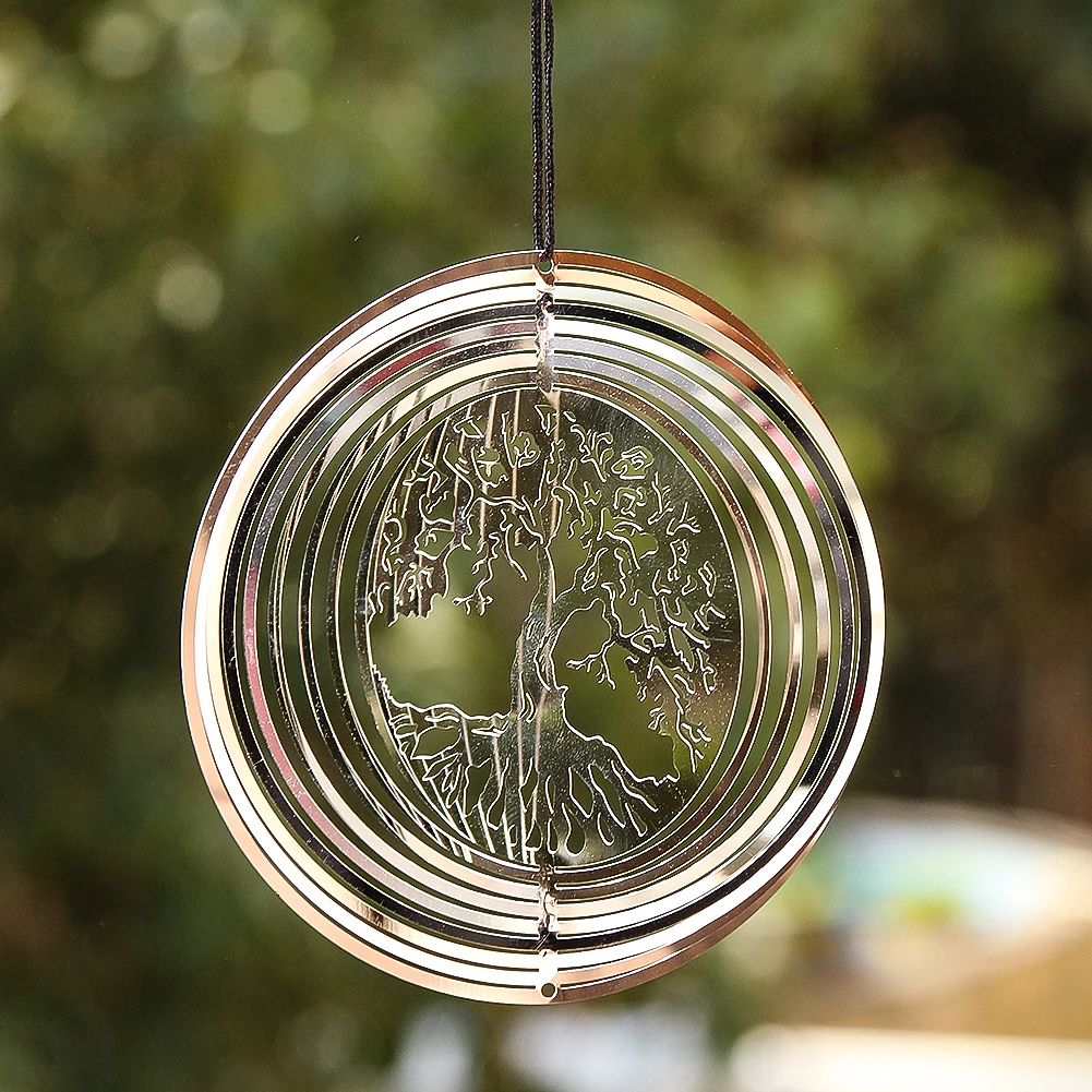 Tree of Life 3D Kinetic Wind Spinner with Flowing Light Effect