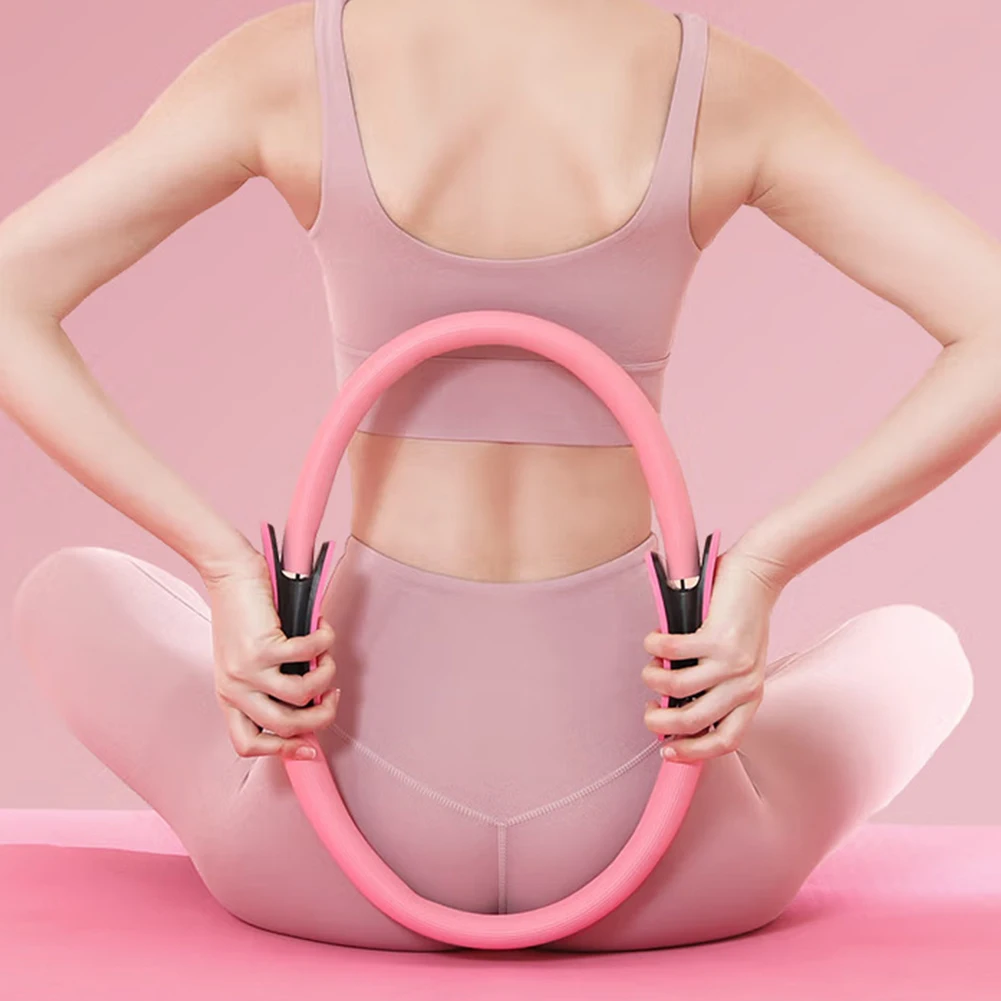 미끄럼 방지 손잡이가 있는 필라테스 링 요가 링 내부 및 외부 허벅지를 강화하기 위한 휴대용 유연한 저항 운동 장비