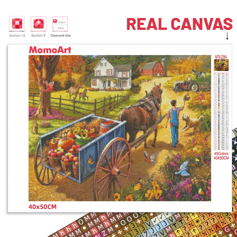Diamond Painting Painting Set Embroidery Rhinestones Full Diamond Mosaic Farm New Landscape Painting Rhinestones Picture Embroidery Cross Stitch Kit Hobby 5D Wall Art