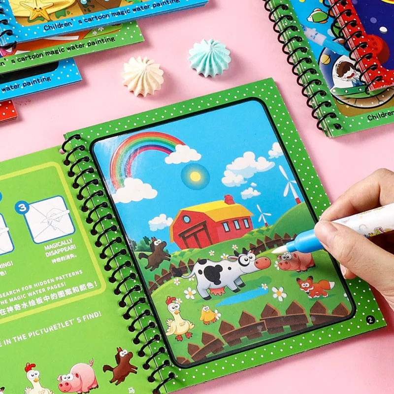 Magic Pen Water Drawing Books Coloring Book for Kids Doodle Painting Board Children Educational Toys Baby Christmas Birthday Gif 2