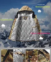 M65 Зимние парки Мужские тактические куртки –30 ℃   Камуфляжная военная куртка с подогревом, теплые охотничьи пальто с капюшоном, ветровка, мультикам, термобелье — изображение 4