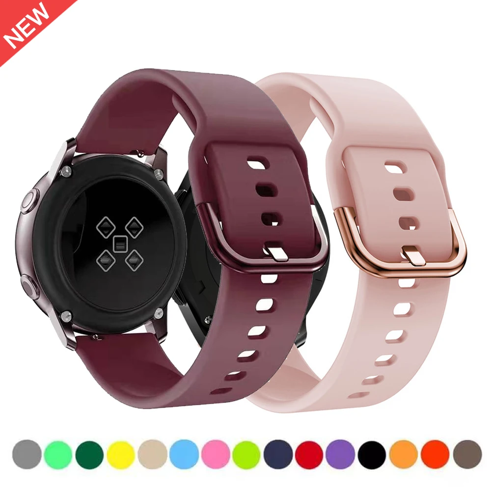 22Mm 20Mm Silicone Strap For Active 2/Samsung Galaxy Watch 3/Huawei Watch Gt Gt2  Replacement Strap For Amazfit Gtr Bip Correa