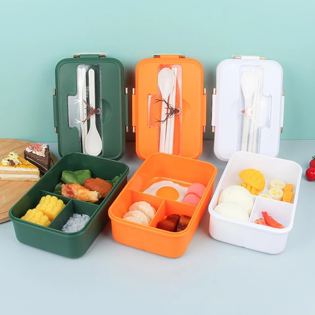 Hot Lunch Box with Spoon Chopsticks Wheat Straw Dinnerware Food Storage  Container Children Kid School Office Microwave Bento Box