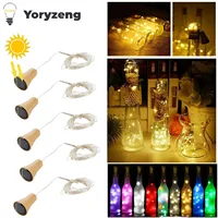 5Pcs Solar Power 10 20LEDs Wine Bottle String Light Copper Wire Fairy Lights Cork Shape Christmas Lamp For Party Garden Decor 1