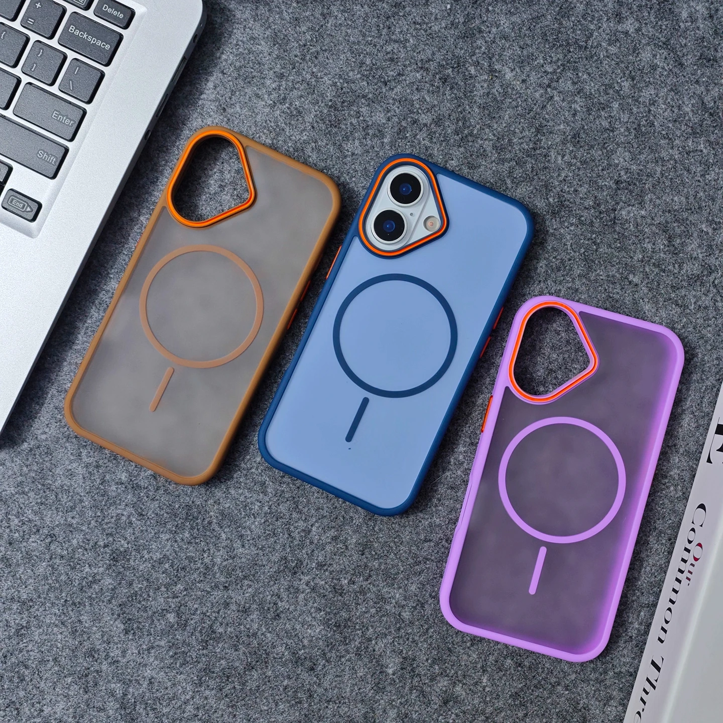 Luxury Matte Translucent Shockproof Magnetic Phone Case with Magsafe Wireless Charging Support