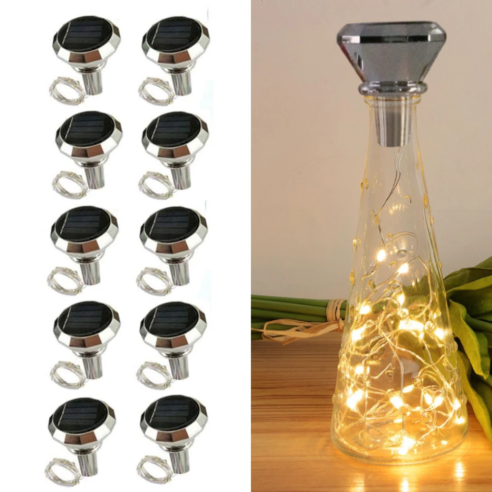 

10pcs Solar Power Wine Bottle Lights with Cork 20 LED Copper Wire Fairy String Lights Christmas Party Wedding Lighting String De