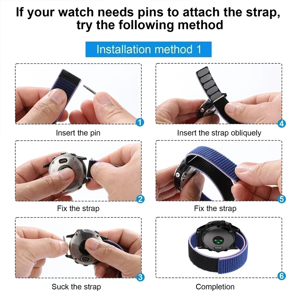 Premium Nylon Hook & Loop Strap Watchband - Durable & Adjustable 26mm/22mm Bracelet
