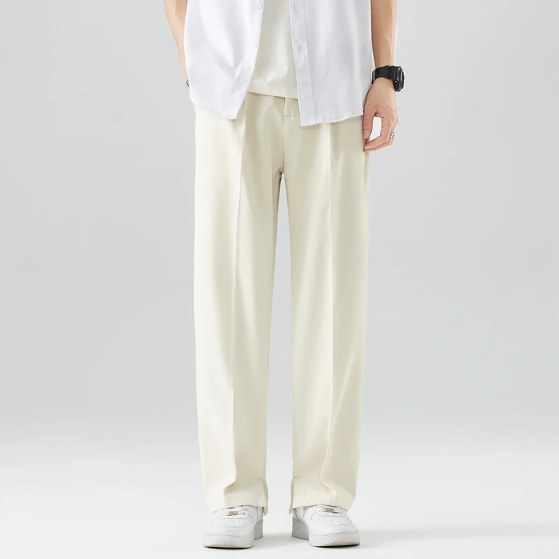 Wide Leg Sweatpants Wide Leg Pants Casual Suit Pants Light&Thin Korean Men's Pants Straight Loose Semi-Wide Sweatpants Soft Wide Leg Long Baggy Trousers