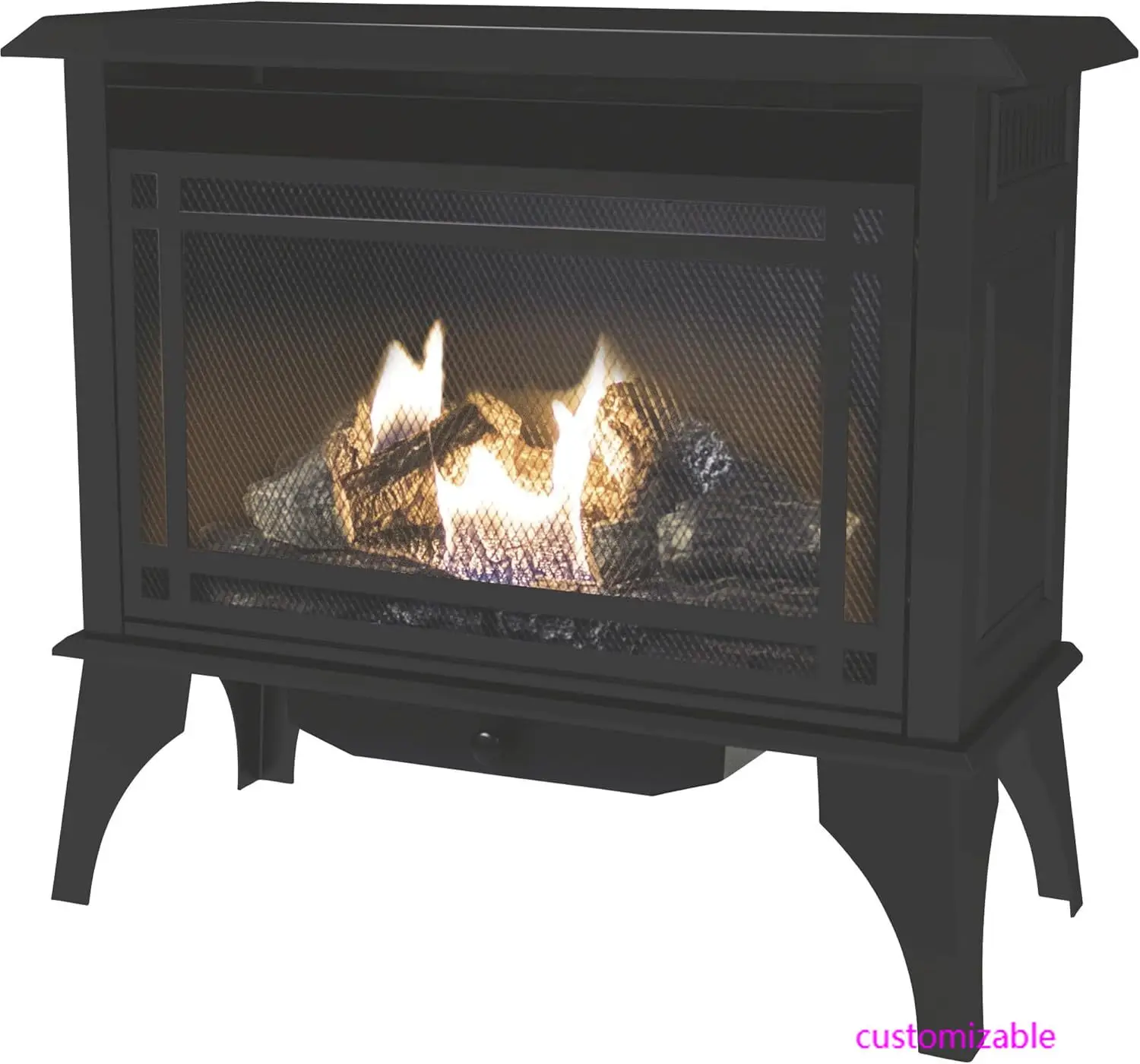 30,000 BTU Vent Free Gas Stove 32 Inch Black Dual Fuel LP NG Heater for 1000 sq ft