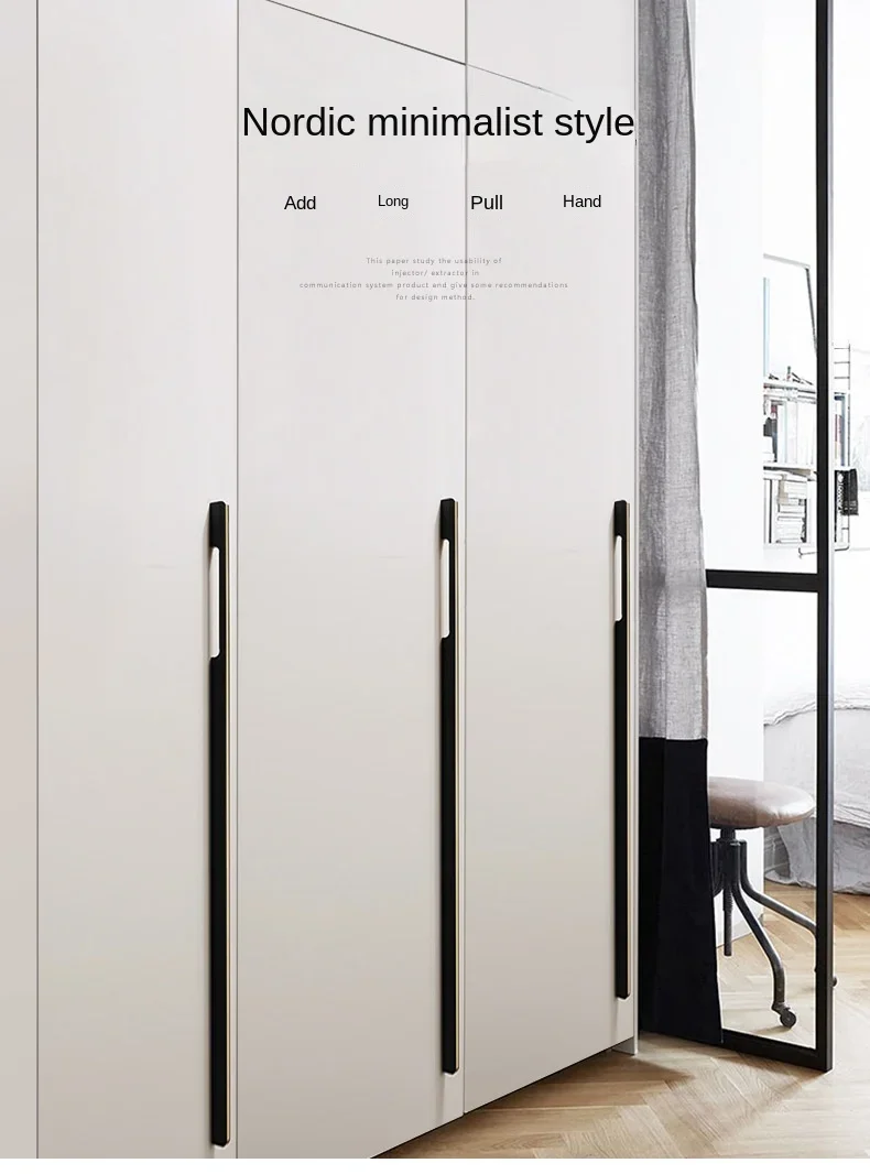 Description Picture 2 of itemCabinet Drawer Handle Black Gold Sliver Gold Extended Home Improvement Wardrobe Door Handle Kitchen Cabinet Door Knob