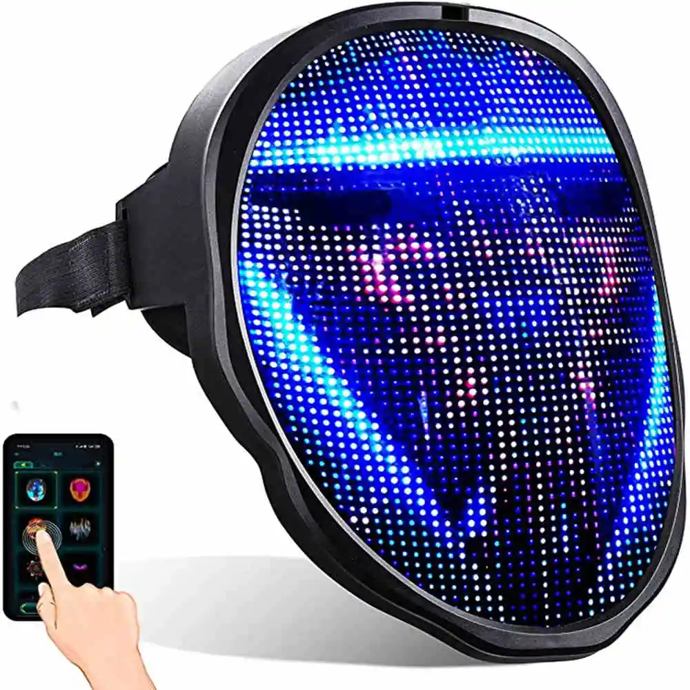 Bluetooth Rgb Led Holiday Party Luminous Clown Robot Fox Horror Carnival Halloween Led Mask App Photo Upload Costume Props Gift halloween mask party masks horror mask