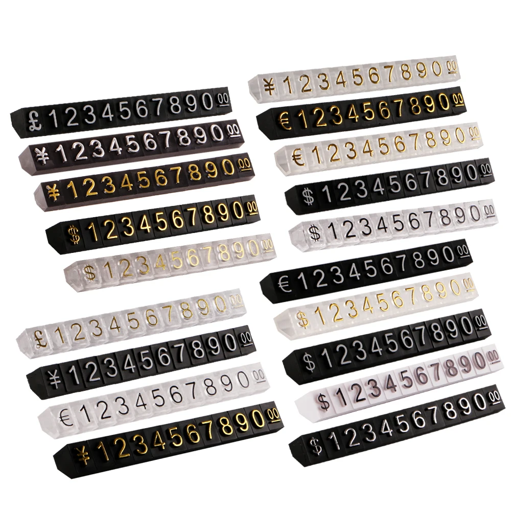 Adjustable Price Tag for Jewelry Display Counter Stand Number Letter Dollar Euro Block Kit electronic price tag