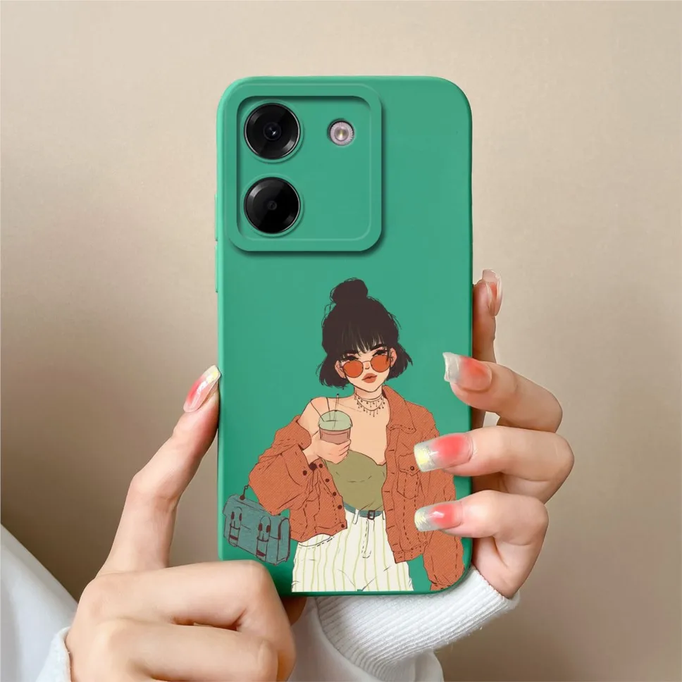 Sweet Girl Soft Liquid Silicone Protective Phone Case Cover